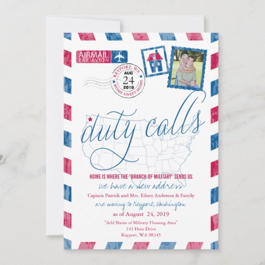 アンティーク航空便軍隊の移動告知 招待状 (正面)