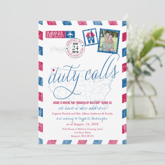 アンティーク航空便軍隊の移動告知 招待状 (スタンド正面)