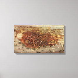 アンティーク航空地図、サンフランシスコ市、カリフォルニア州 キャンバスプリント
