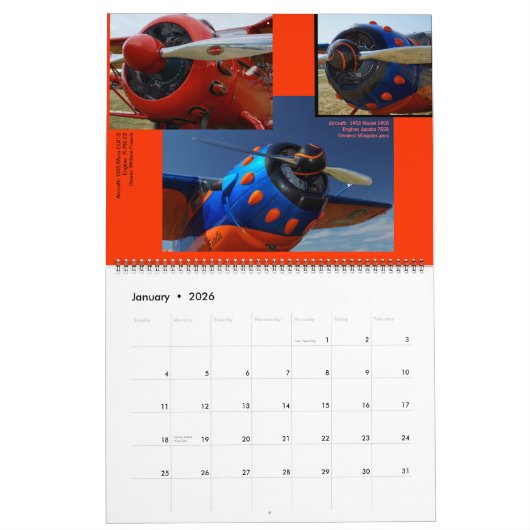 アンティーク航空機エンジン巨大2015 カレンダー (1月 2026)