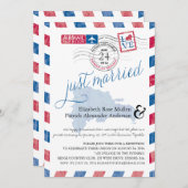 アンティーク航空郵便 結婚しました ポスト受付 招待状 (正面/裏面)