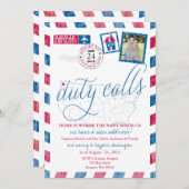 アンティーク航空郵便 軍事移動のお知らせ 招待状 (正面/裏面)