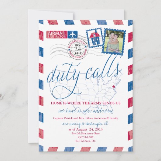 アンティーク航空郵便 軍事移動のお知らせ 招待状 (正面)