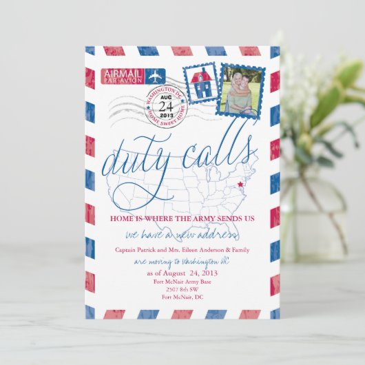 アンティーク航空郵便 軍事移動のお知らせ 招待状 (スタンド正面)