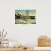 アンティーク船の巨大イカの捕獲 ポスター (キッチン)