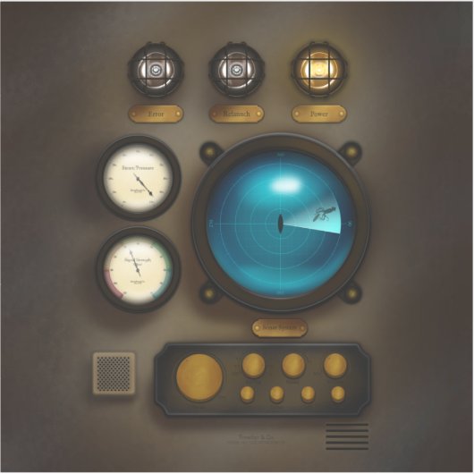 アンティーク船コントロールパネルレトロスチームパンクグランゲ シール (正面)