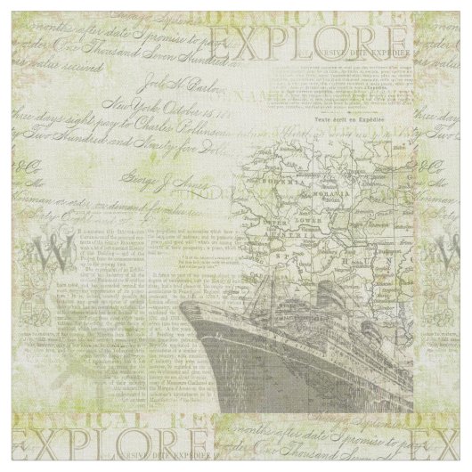 アンティーク船綿織物 ファブリック (クローズアップ)