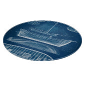 アンティーク船舶ブループリントII カッティングボード (角)