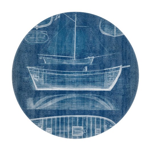 アンティーク船舶ブループリントII カッティングボード (正面)