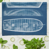 アンティーク船舶ブループリントII キッチンタオル (折り畳み)