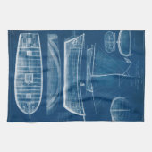アンティーク船舶ブループリントII キッチンタオル (横)