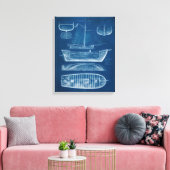 アンティーク船舶ブループリントII キャンバスプリント (インサイチュ (リビング))