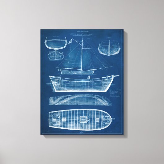 アンティーク船舶ブループリントII キャンバスプリント (正面)