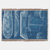 アンティーク船舶ブループリントII スローブランケット (正面)