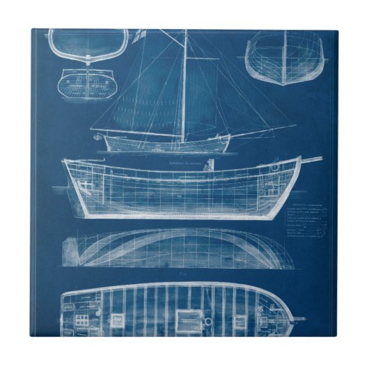 アンティーク船舶ブループリントII タイル (正面)