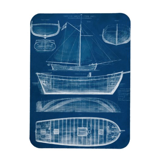 アンティーク船舶ブループリントII マグネット (縦)