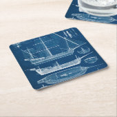 アンティーク船舶設計図I スクエアペーパーコースター (アングル)