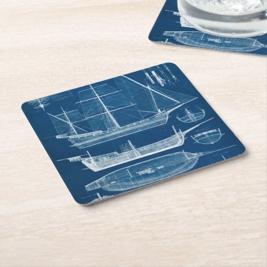 アンティーク船舶設計図I スクエアペーパーコースター (アングル)
