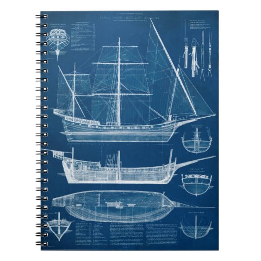 アンティーク船舶設計図I ノートブック (正面)