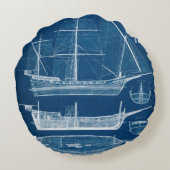 アンティーク船舶設計図I ラウンドクッション (裏面)