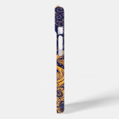 アンティーク船，イルカ，金ゴールド航海の，ネイビーブルー Case-Mate iPhoneケース (裏面 / 左)