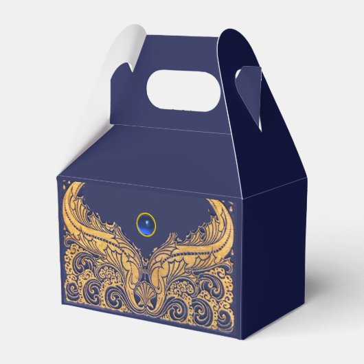 アンティーク船,イルカ,金ゴールド,ネイビーブルーモノグラム フェイバーボックス (裏面サイド)