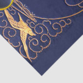 アンティーク船，イルカ，金ゴールド，ネイビーブルーモノグラム 薄葉紙 (詳細)