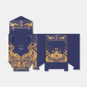 アンティーク船，イルカ，金ゴールド，ネイビーブルー結婚ズ フェイバーボックス (折り畳みなし)