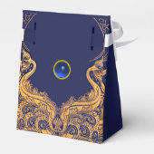 アンティーク船，イルカ，金ゴールド，ネイビーブルー結婚ズ フェイバーボックス (裏面サイド)