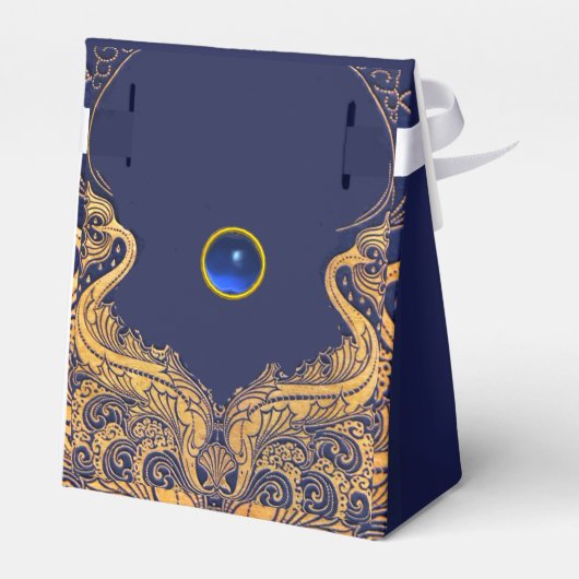 アンティーク船,イルカ,金ゴールド,ネイビーブルー結婚ズ フェイバーボックス (裏面サイド)