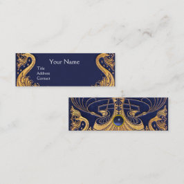 アンティーク船，イルカ，金ゴールド，ネイビーブルー航海の スキニー名刺