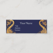 アンティーク船,イルカ,金ゴールド,ネイビーブルー航海の スキニー名刺 (正面)