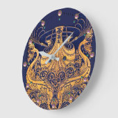アンティーク船,イルカ,金ゴールド,ネイビーブルー航海の ラージ壁時計 (傾斜)