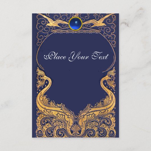 アンティーク船,イルカ,金ゴールド,ネイビーブルー エンクロージャーカード (裏面)