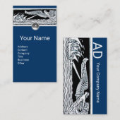 アンティーク船、海旅行、ネイビーブルー白黒 名刺 (正面/裏面)