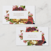 アンティーク花バラ名刺 名刺 (正面/裏面)