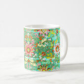 アンティーク花柄william morrisグリーンピンク コーヒーマグカップ (正面右)
