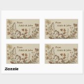 アンティーク花襟 長方形シール (シート)