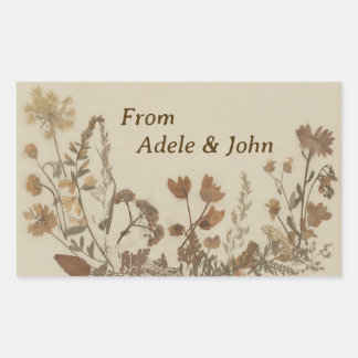 アンティーク花襟 長方形シール