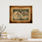 アンティーク芸術的旧世界地図ポスター ポスター (キッチン)