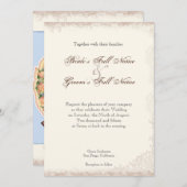 アンティーク英語バラフローラ結婚スワール 招待状 (正面/裏面)