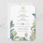 アンティーク英語結婚フローラ 招待状 (正面)