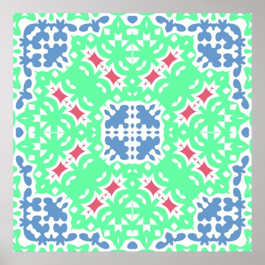 アンティーク華美タイルtalavera mexico.ビンタのセット ポスター (正面)