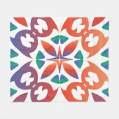 アンティーク華美タイルtalavera mexico.幾何学模様 フリースブランケット (正面(横))
