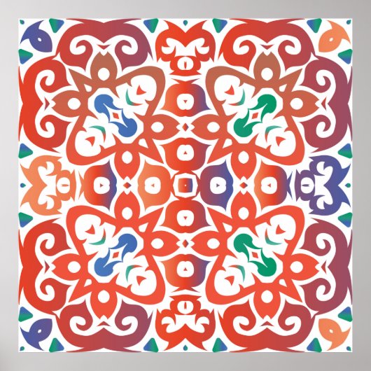 アンティーク華美タイルtalavera mexico.手書きd ポスター (正面)