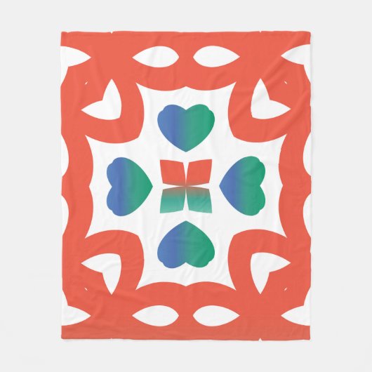 アンティーク華美タイルtalavera mexico.流行の フリースブランケット (正面)