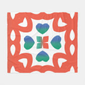 アンティーク華美タイルtalavera mexico.流行の フリースブランケット (正面(横))