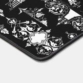 アンティーク華美トリム白黒 デスクマット (コーナー)