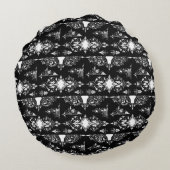 アンティーク華美トリム白黒 ラウンドクッション (裏面)