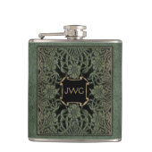 アンティーク華美レザーモノグラム本カバー フラスク (正面)